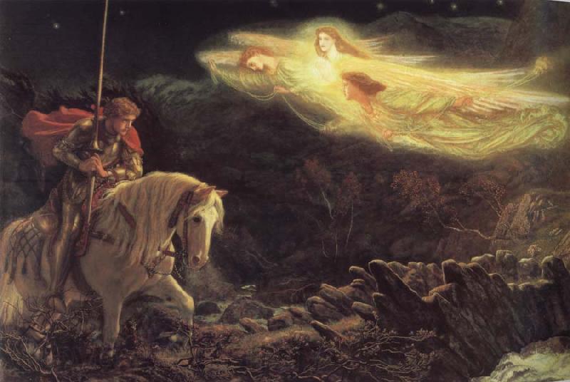 Arthur Hughes The Quest of the Holy Grail Norge oil painting art